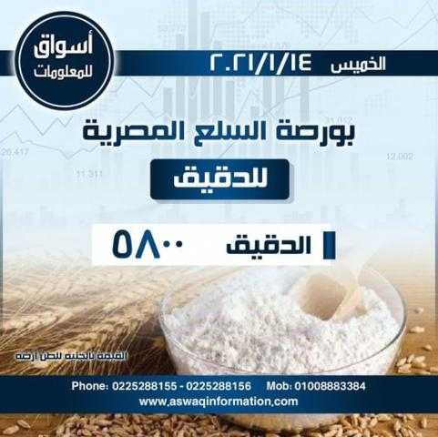 أسواق للمعلومات ترصد أسعار الدقيق في السوق المحلي المصري ليوم الخميس 14 يناير 2021..