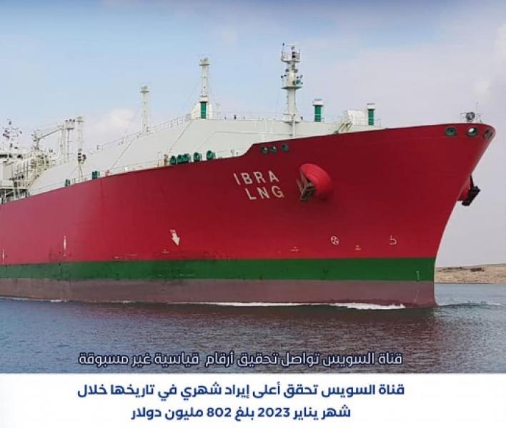 قناة السويس تحقق أعلى إيراد شهري في تاريخها بـ 802 مليون دولار