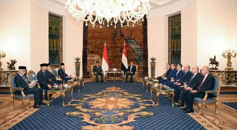 رئيسا مصر وإندونيسيا يبحثان تعزيز التعاون بمجالات التجارة والطاقة وأمن الغذاء