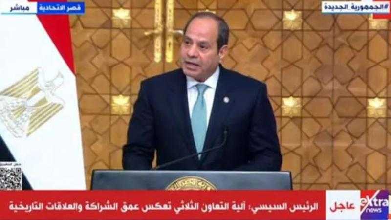 نص كلمة الرئيس السيسي في القمة العاشرة للآلية الثلاثية بين مصر وقبرص واليونان