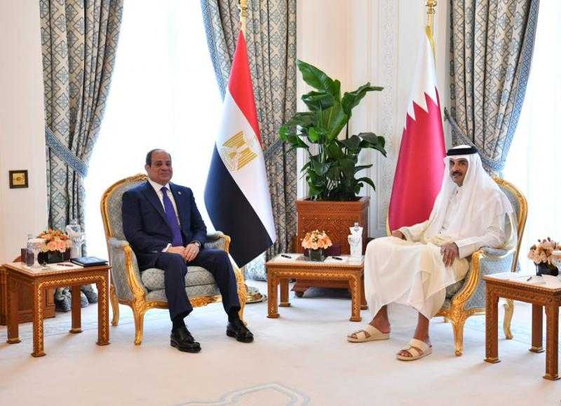 الرئيس السيسي يؤكد أهمية زيادة حجم التبادل التجاري وتعزيز الاستثمارات القطرية في مصر