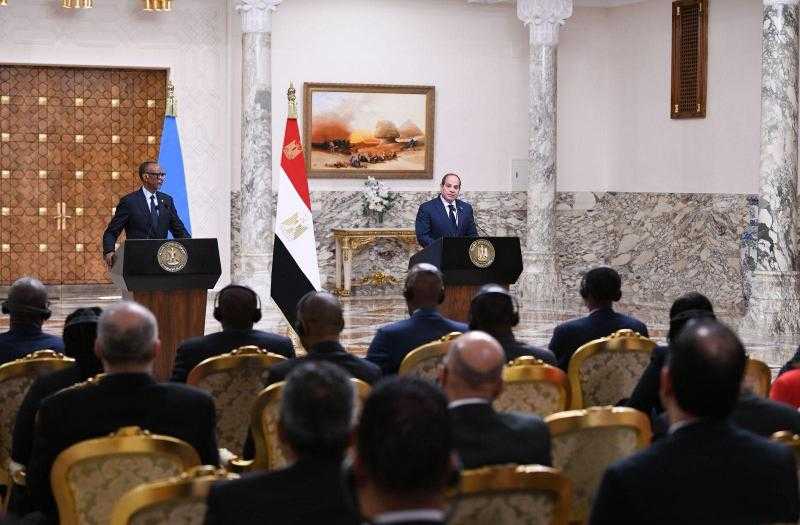 الرئيس السيسي: نعمل على زيادة حجم التبادل التجاري وتشجيع الاستثمارات المتبادلة مع رواندا
