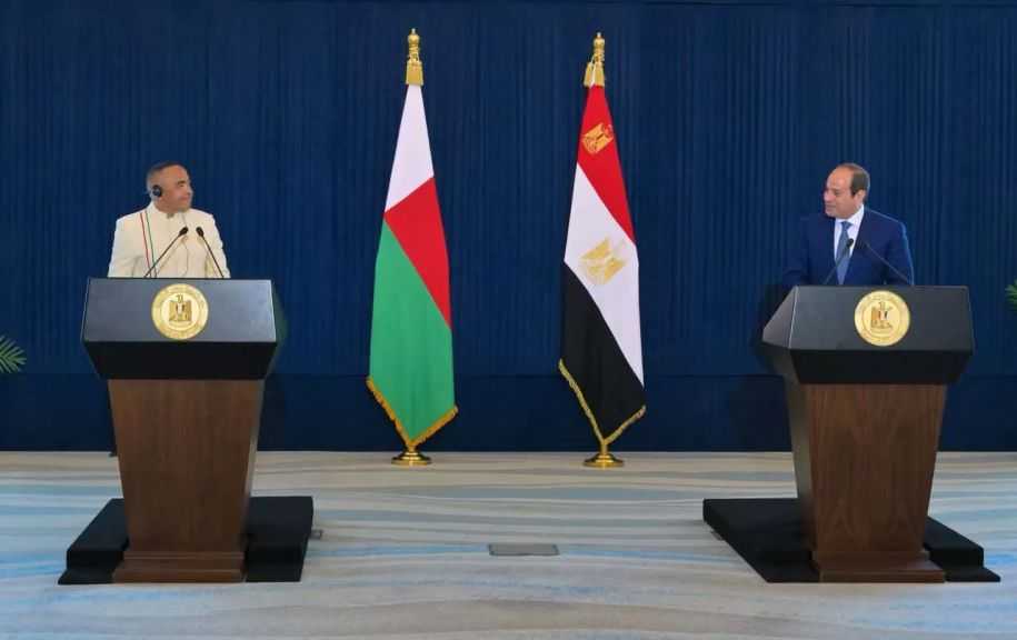 الرئيس السيسي: الشركات المصرية مستعدة لتوسيع انخراطها في مدغشقر بقطاعات الطاقة وتحلية المياه والزراعة