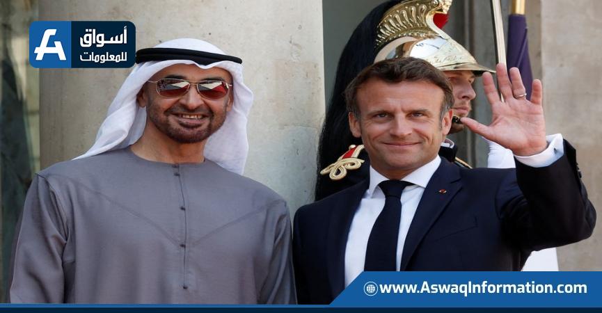 جانب من لقاء الرئيس الفرنسي و حاكم دولة الإمارات