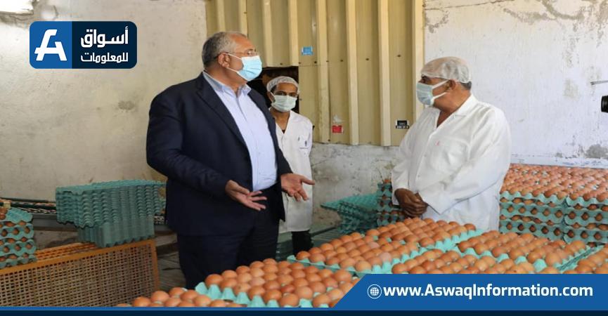 جانب من زيارة وزير الزراعة لمشروع الدجاج البياض بالعامرية