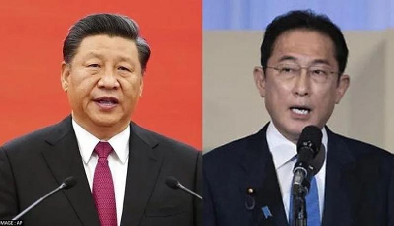 الرئيس الصيني شي جين بينغ ورئيس الوزراء الياباني فوميو كيشيدا