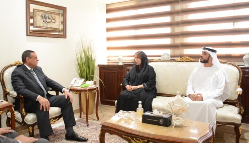 اللواء هشام آمنة ومريم الكعبي سفيرة الإمارات في القاهرة
