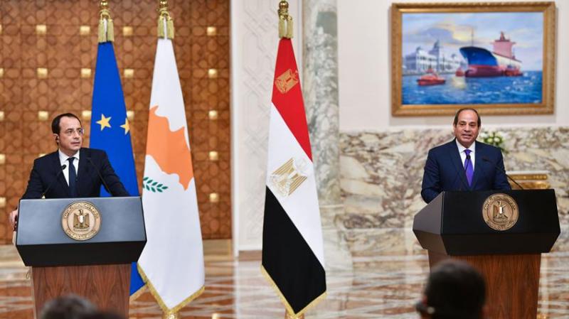 رئيسا مصر وقبرص خلال المؤتمر الصحفي