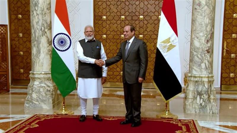 الرئيس السيسي يستقبل رئيس الوزراء الهندي بقصر الاتحادية