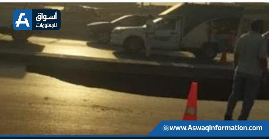 هبوط أرضى بمحور الأوتوستراد يتسبب فى كثافات مرورية للسيارات