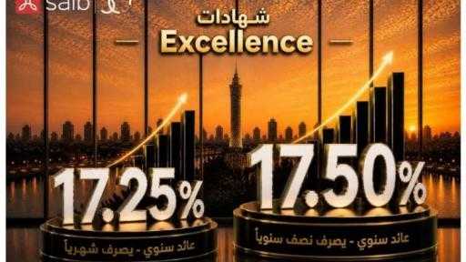 بنك saib يطرح شهادتي ادخار «Excellence» و «Prime» بعائد سنوي يصل إلى... بنك saib يطرح شهادتي ادخار «Excellence» و «Prime» بعائد سنوي يصل إلى 17.5%