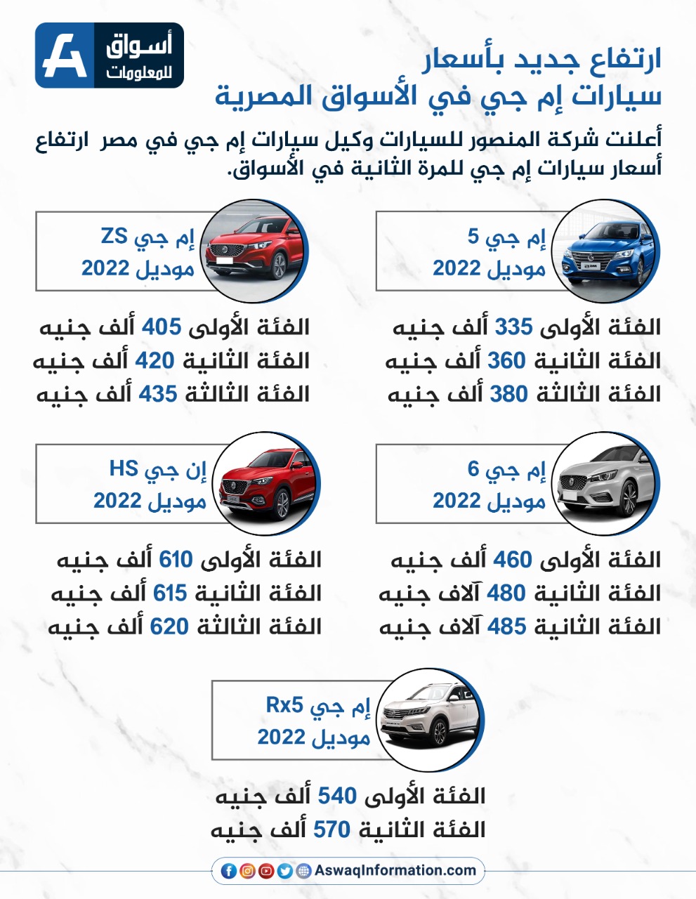 أسعار سيارات إم جي في مصر
